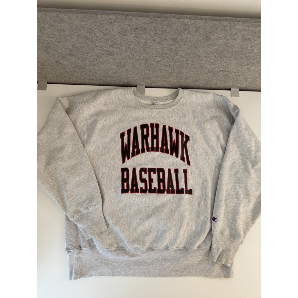 VTG Champion Reverse Weave Sweatshirt XXL Gray Warhawk Baseball Heavyweight 90s